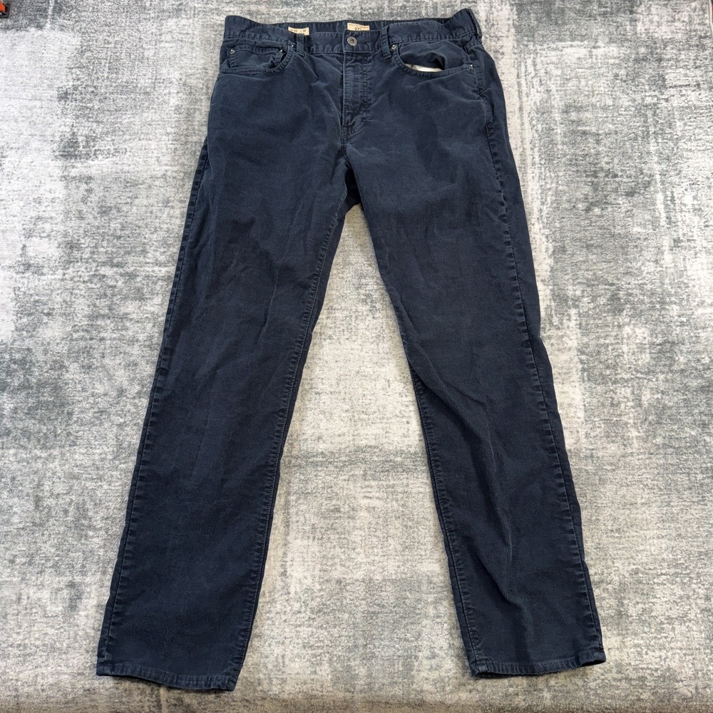 J Crew Corduroy Pants Mens 33x32 Navy 770 5 Pocket Straight Stretch Pinwale Cord